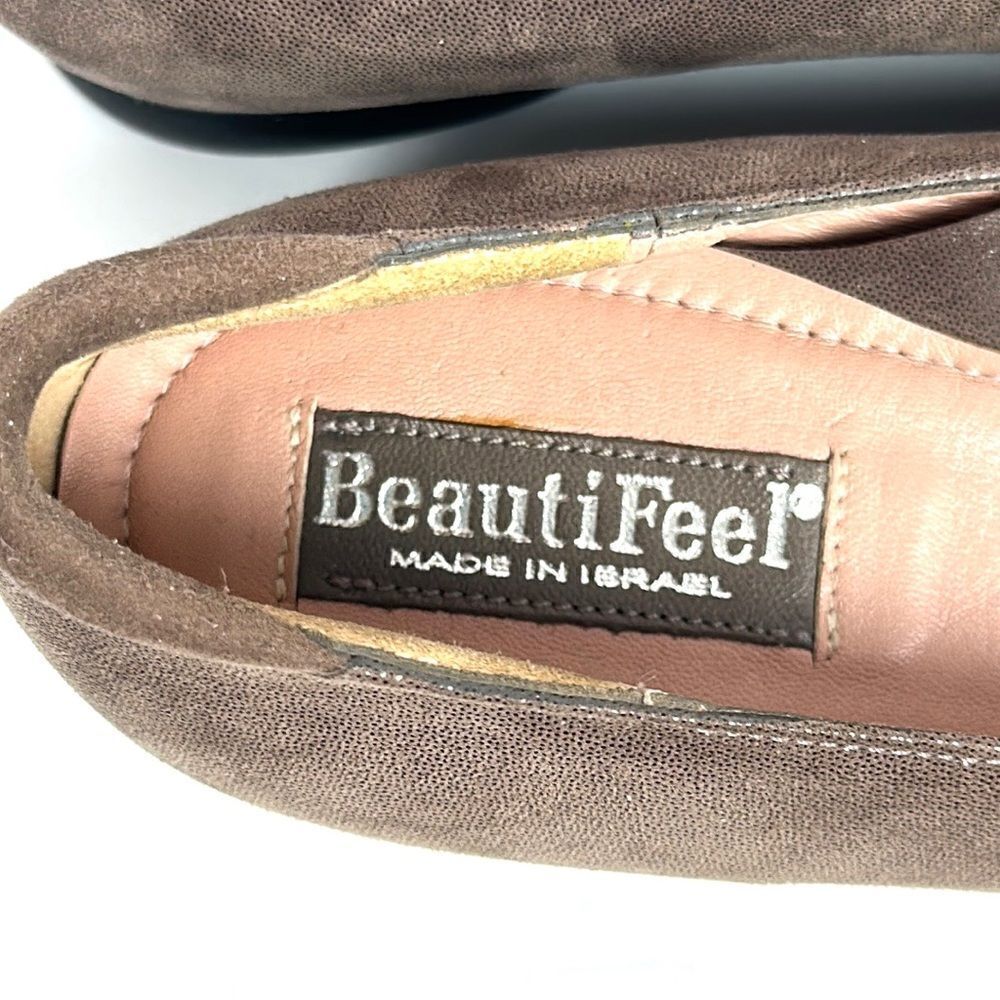 BeautiFeel Alexa Taupe Suede Leather Flats Shoes with Rosette Details 37 US 6,5 - Picture 13 of 15